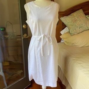 Talbots Eyelet Lace Sleeveless White Dress 8
